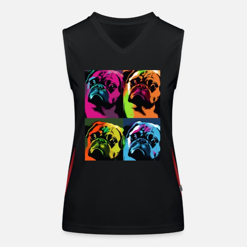 Pug Dog Pop Art Women's Functional Contrast Tank Top