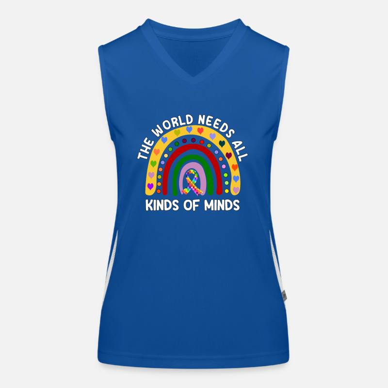 Autism Awareness The Workd Needs All Kind of Minds Women's Functional Contrast Tank Top