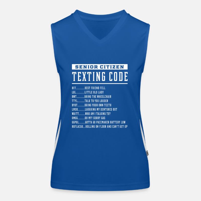 Senior Citizen Texting Code - Mother's Day Funny Women's Functional Contrast Tank Top