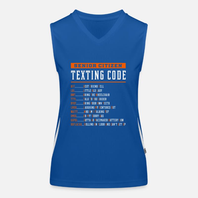Senior Citizen Texting Code - Mother's Day Funny Women's Functional Contrast Tank Top