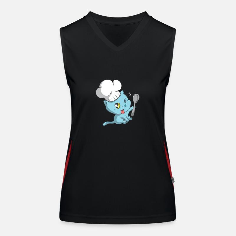 Cute Kawaii Chef Kitten Funny Chef Women's Functional Contrast Tank Top