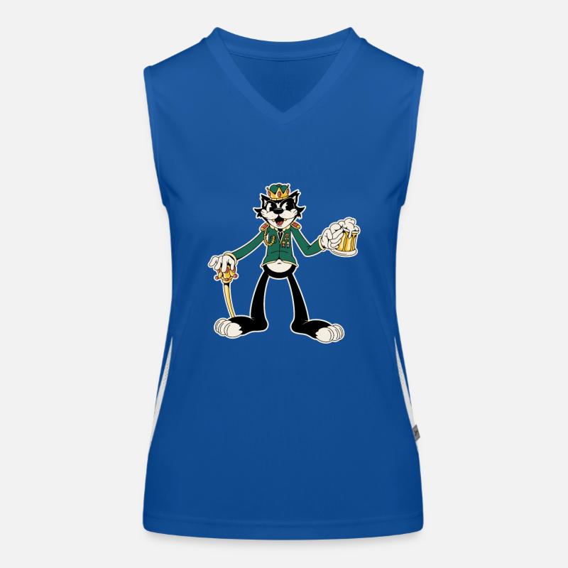 cat drinking beer Women's Functional Contrast Tank Top