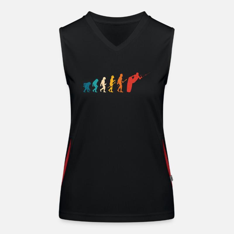 Retro Wakeboard Evolution des Menschen Wakeboarder Funktionelles Kontrast-Tank Top für Frauen