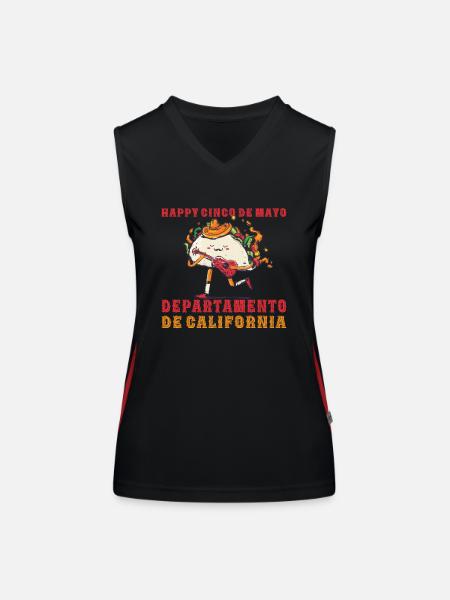 Cheerful Cinco De Mayo California - Women's Functional Contrast Tank Top - black/red - Front