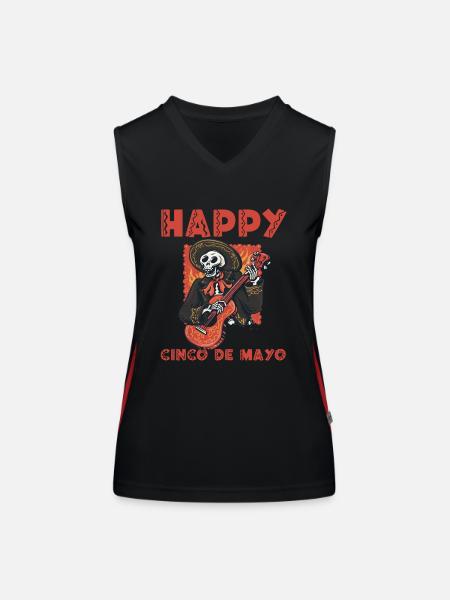 Cheerful Cinco de Mayo - Women's Functional Contrast Tank Top - black/red - Front
