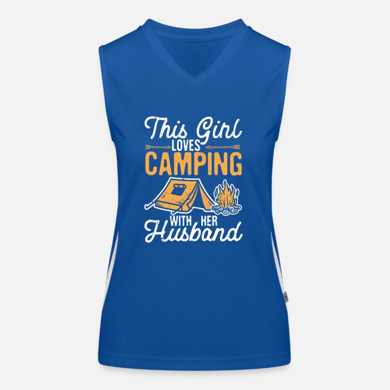 Dieses Mädchen liebt Camping mit ihrem Ehemann Funktionelles Kontrast-Tank Top für Frauen