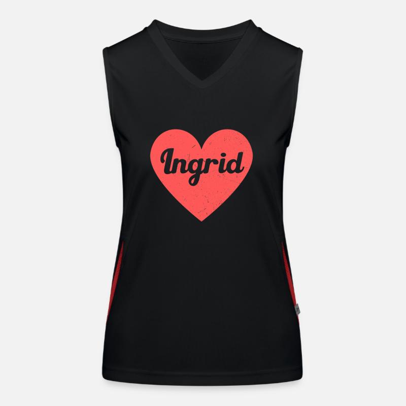 I Heart Ingrid First Name Gift Love Ingrid Women's Functional Contrast Tank Top