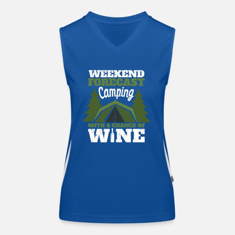 Wochenendvorhersage Camping mit Aussicht auf Wein Funktionelles Kontrast-Tank Top für Frauen