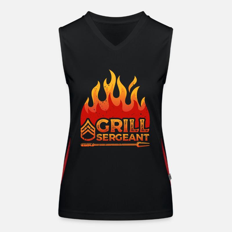 Grill Sergeant Flame Decor Proud Dad Griller Women's Functional Contrast Tank Top