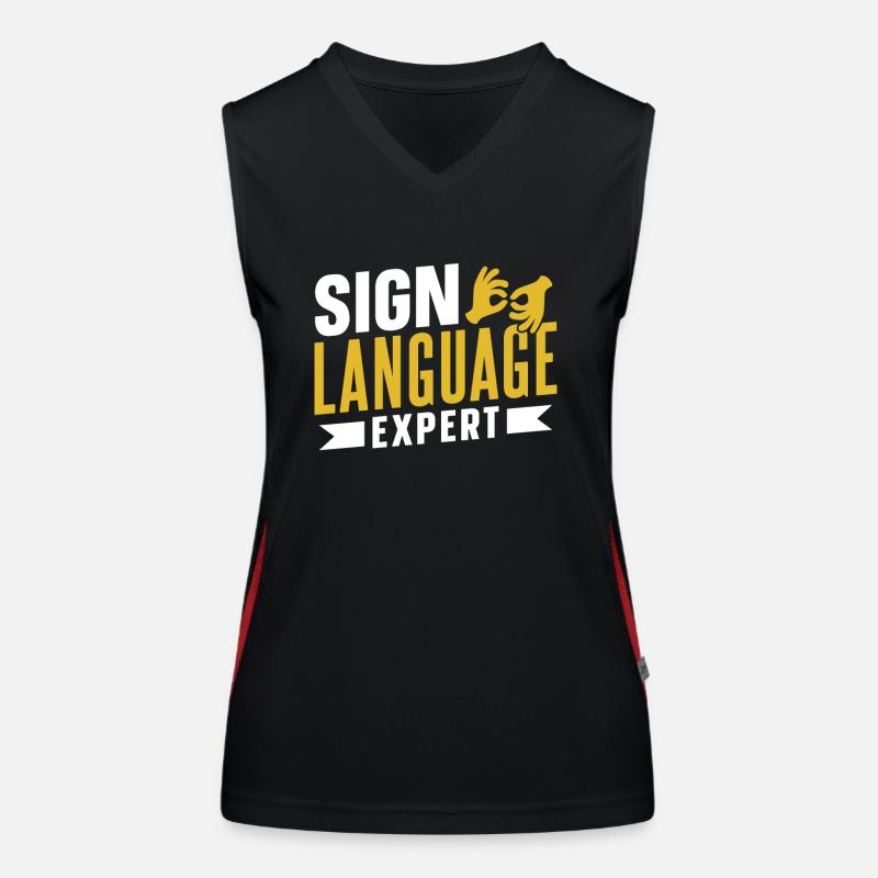 Gebärdensprache Experte Gebärden Gestik Awareness Funktionelles Kontrast-Tank Top für Frauen