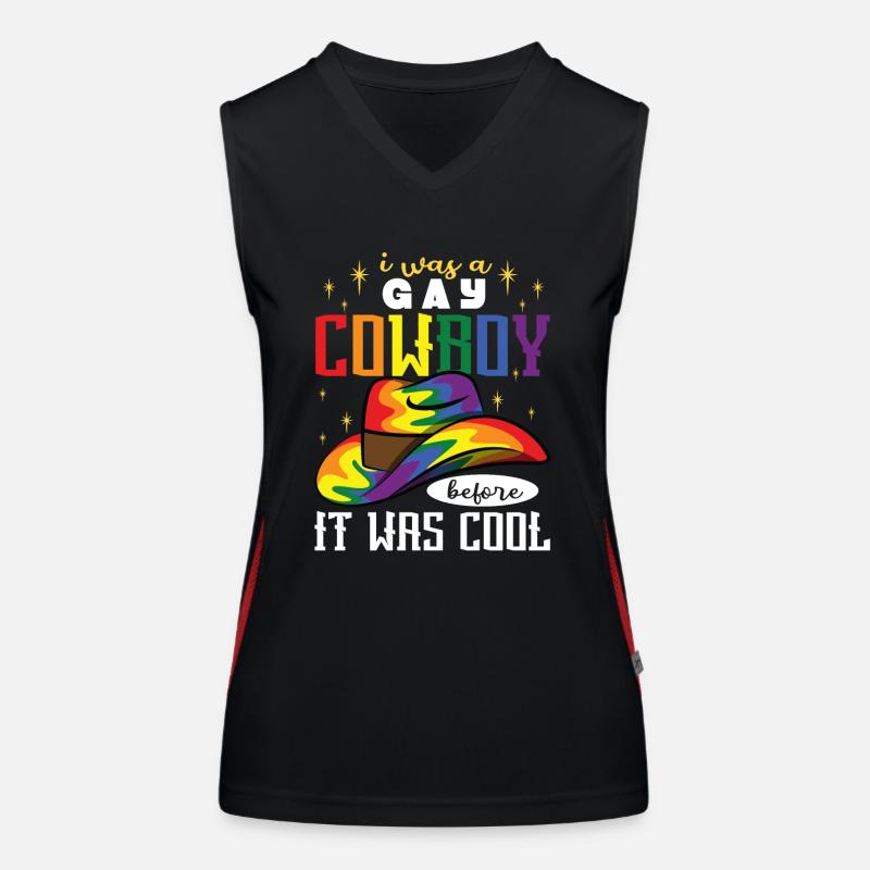vorher ein schwuler Cowboy Es war cool Funktionelles Kontrast-Tank Top für Frauen