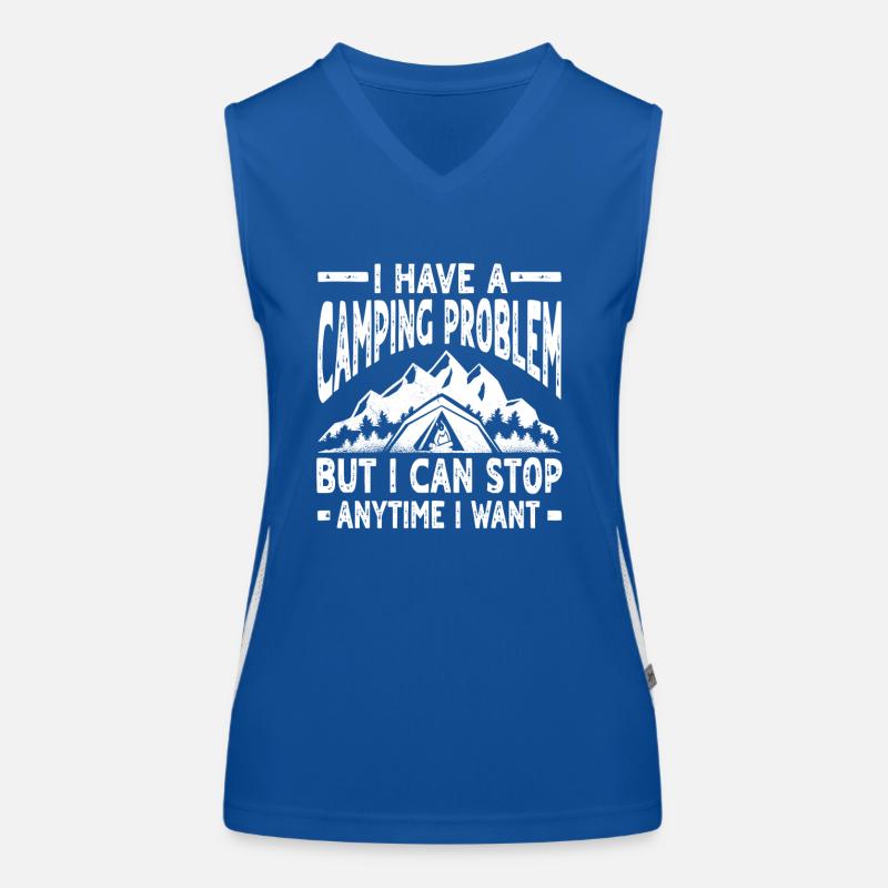 Conception de problèmes de camping amusants Débardeur respirant contrasté Femme