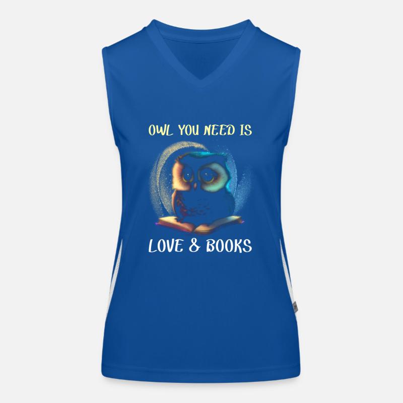 Eule auf dem Buch Funktionelles Kontrast-Tank Top für Frauen