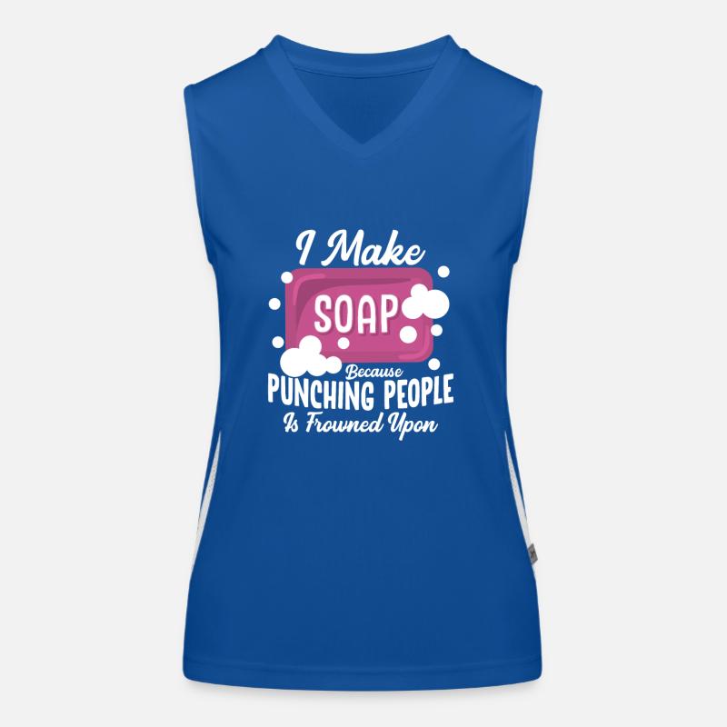 I Make Soap Because Punching People Soapmaker Soap Funktionelles Kontrast-Tank Top für Frauen