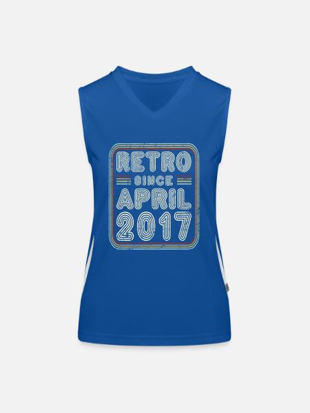 Birthday April 2017 Retro Gift - Women's Functional Contrast Tank Top - royal/white - Front
