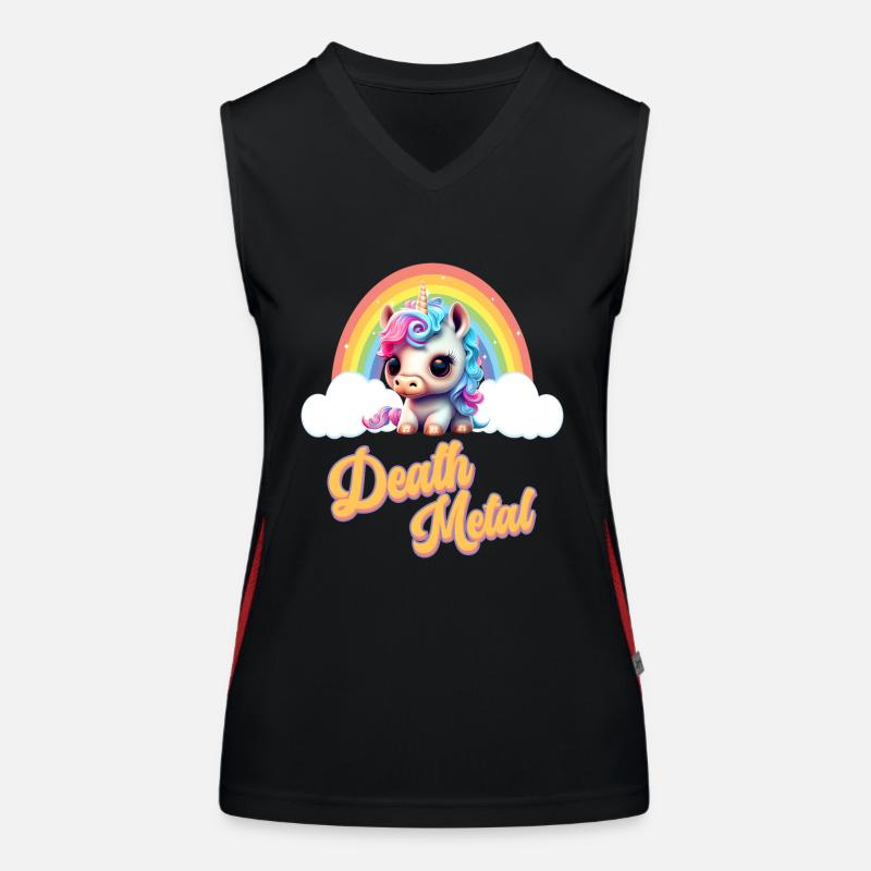 Witziges Einhorn mit Regenbogen und Spruch Funktionelles Kontrast-Tank Top für Frauen
