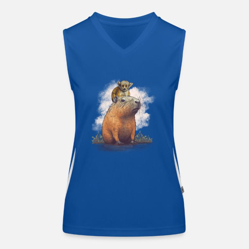 Capybara avec des singes Débardeur respirant contrasté Femme
