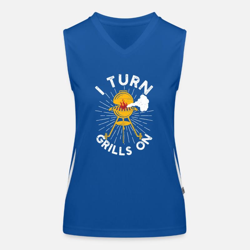 I Turn Grills On Lustiger Spruch Sarkastischer BBQ Funktionelles Kontrast-Tank Top für Frauen