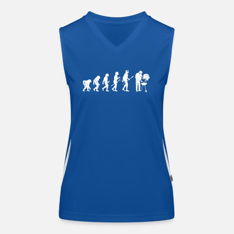 Grillen Evolution des Menschen BBQ Grill Barbeque Funktionelles Kontrast-Tank Top für Frauen