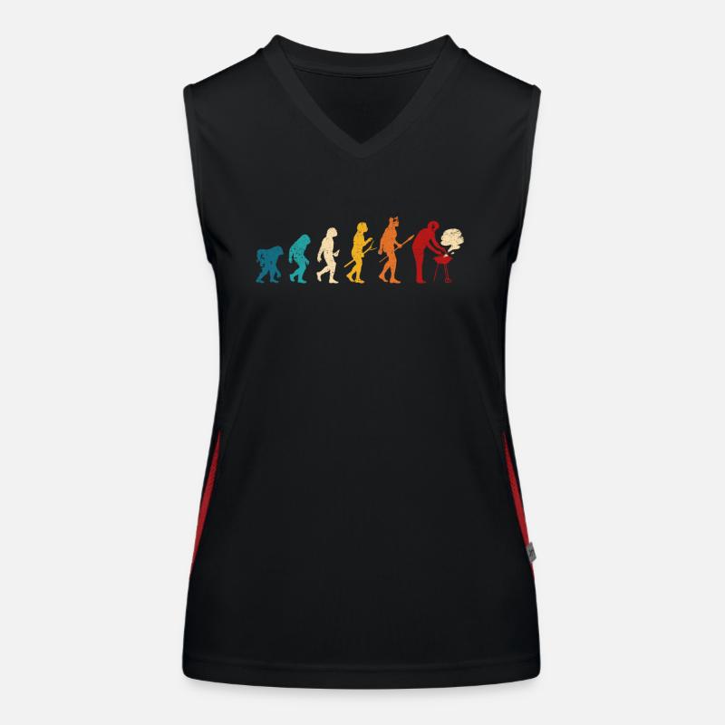 Grillen Evolution des Menschen BBQ Grill Barbeque Funktionelles Kontrast-Tank Top für Frauen