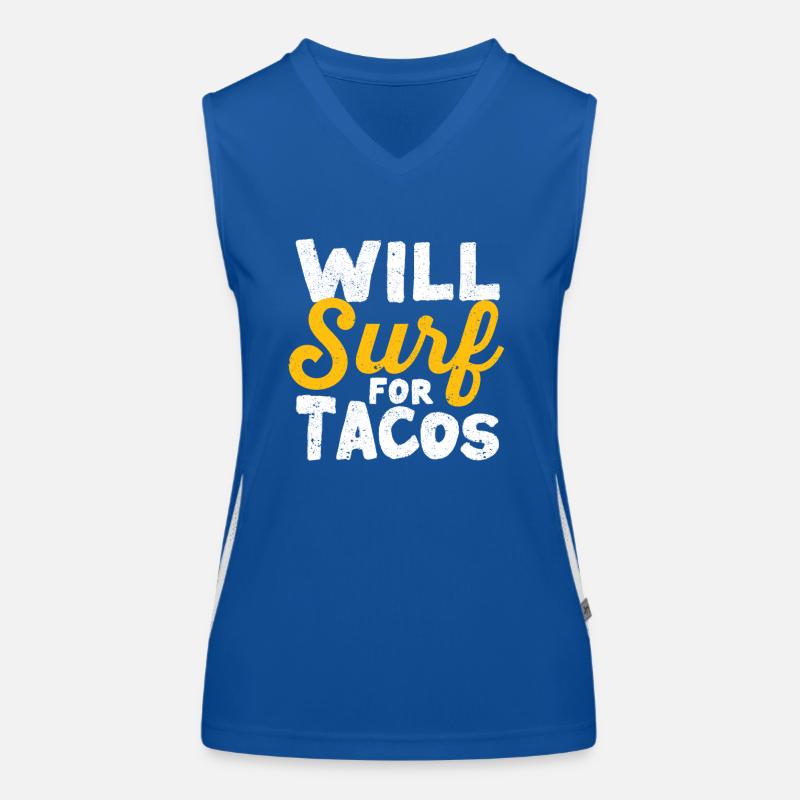 Will Surf For Tacos Fun Wakesurf Mexican Women's Functional Contrast Tank Top