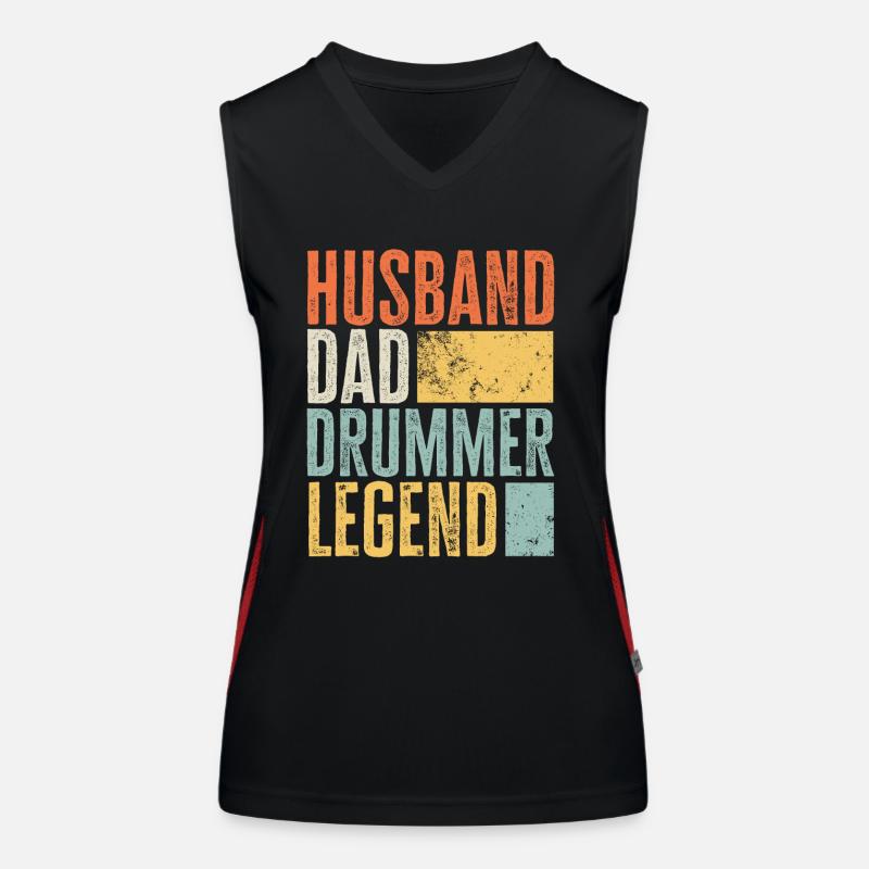 Drummer Husband Dad Legendary Father Best Retro Women's Functional Contrast Tank Top