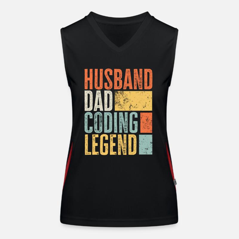 Coder Dad Husband Legend Best Father Funny Dad Women's Functional Contrast Tank Top