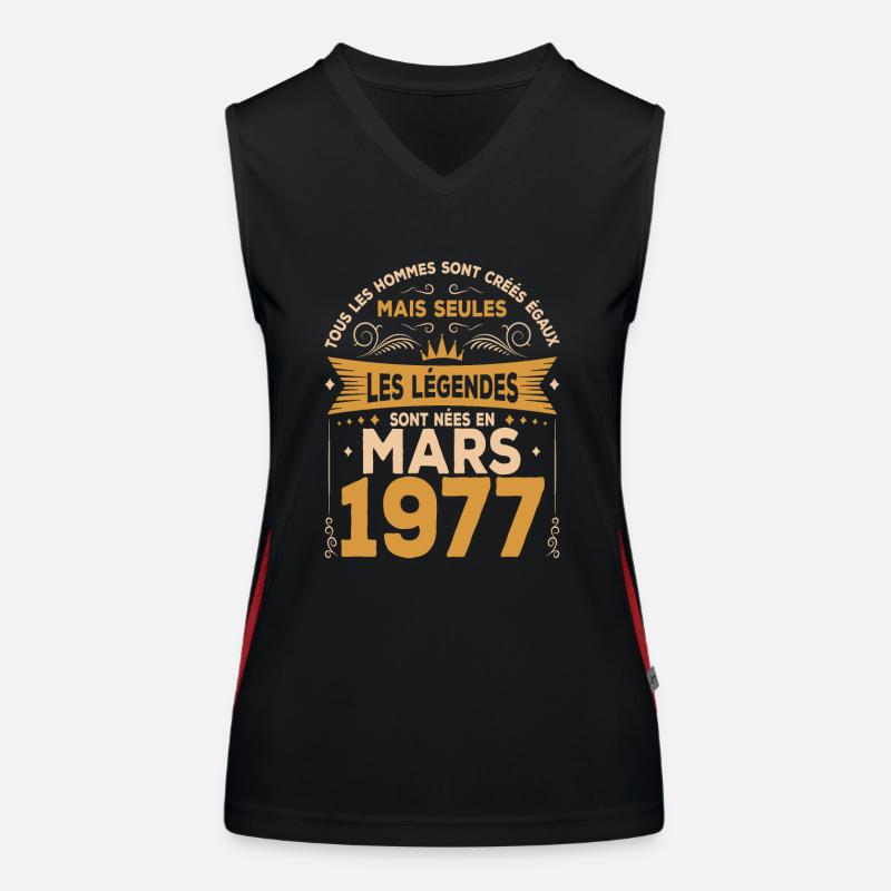 Mars 1977 anniversaire 1977 né en mars 1977 Débardeur respirant contrasté Femme