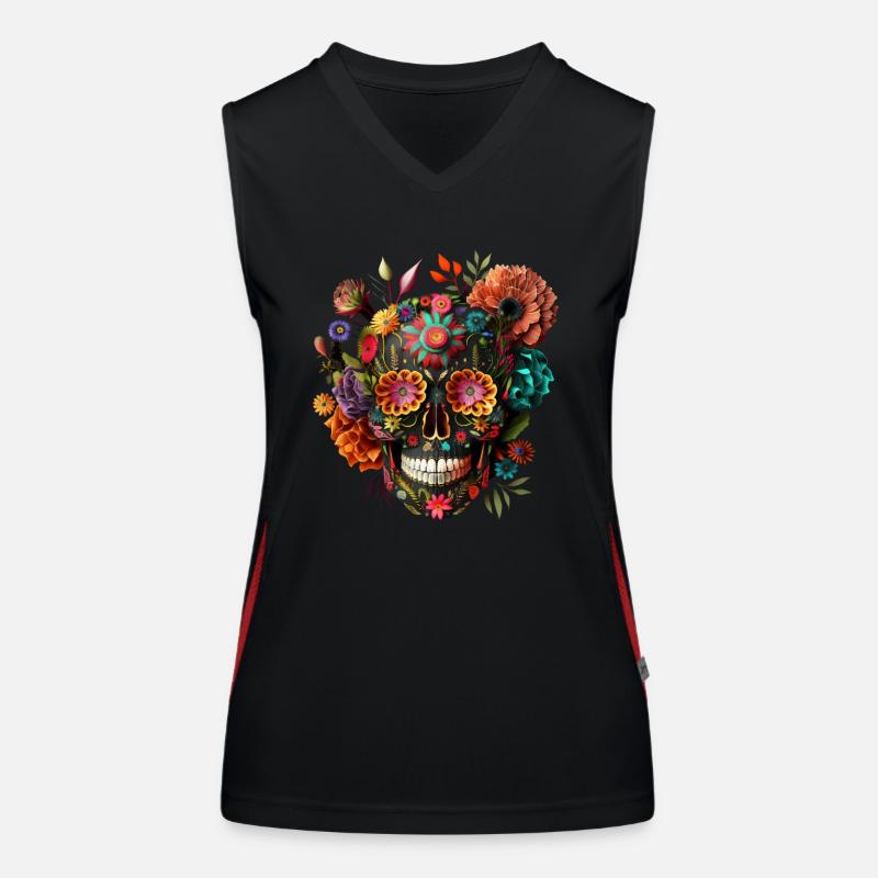 Mexico Skull, Sugar Skull, Sugar Skull Women's Functional Contrast Tank Top