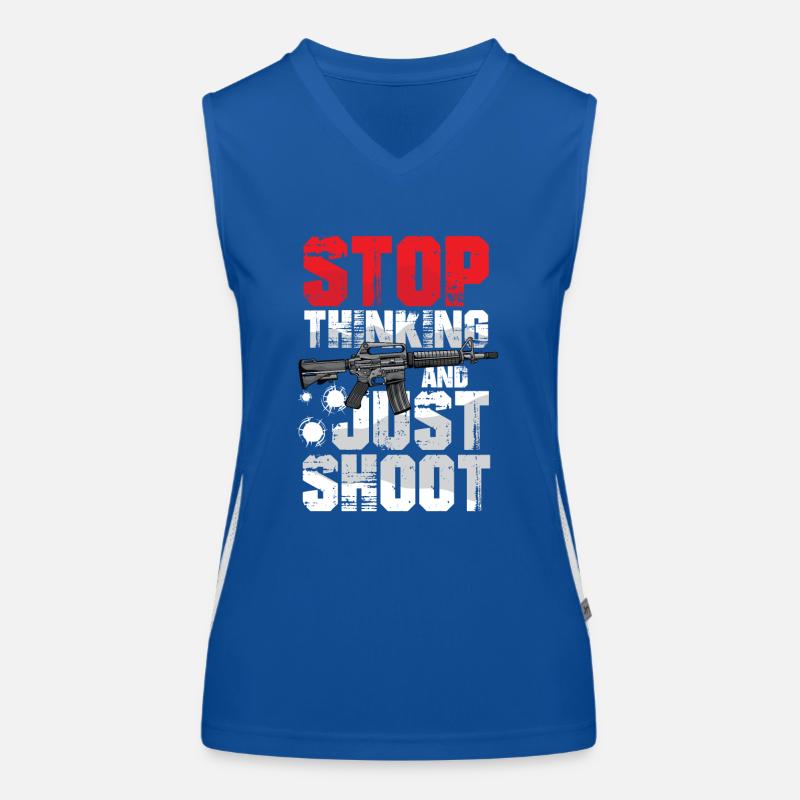 Stop Thinking And Just Shoot Funktionelles Kontrast-Tank Top für Frauen