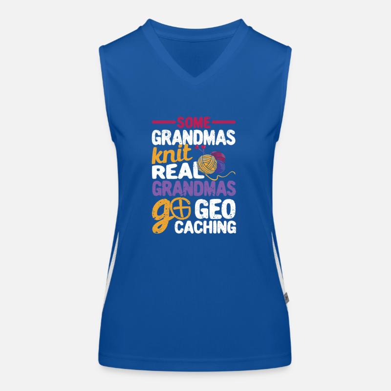 Manche Omas stricken Echte Omas gehen Geocaching Funktionelles Kontrast-Tank Top für Frauen