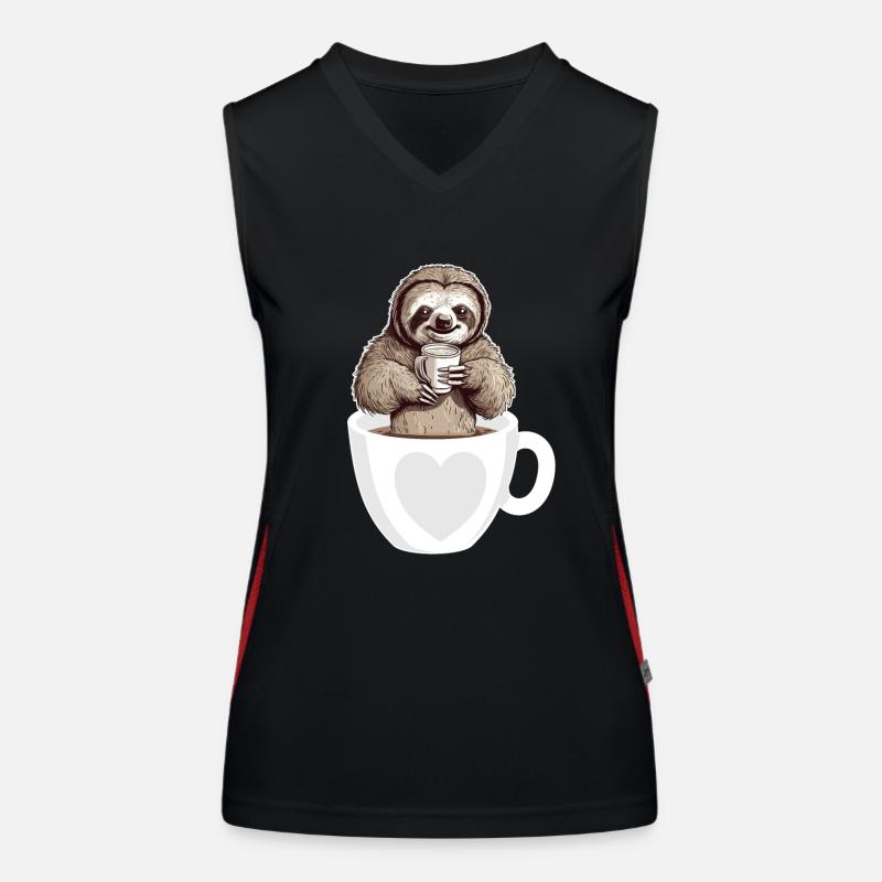 Coffee Cute Sloth In A Coffee Cup Drinking Coffee Women's Functional Contrast Tank Top