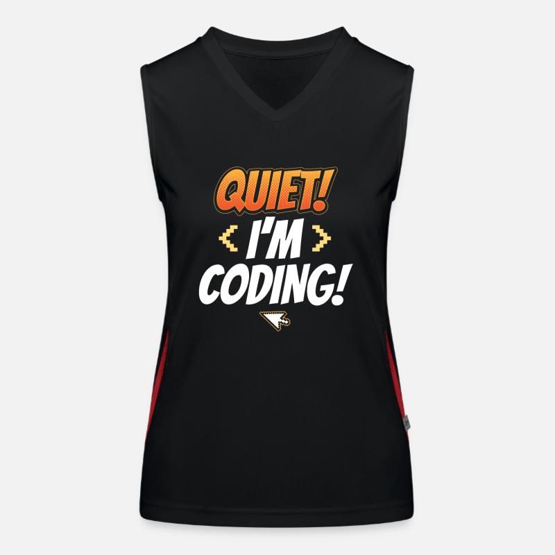 Leise Ich Programmiere Coding Coder Programmieren Funktionelles Kontrast-Tank Top für Frauen