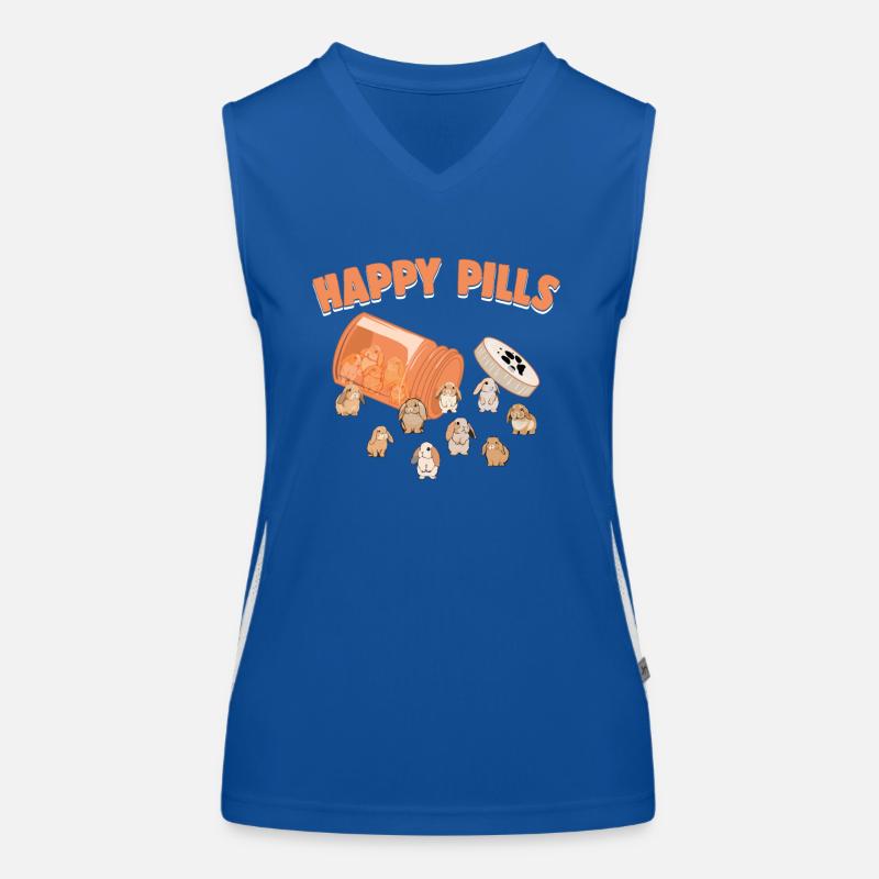 Pilules heureuses Holland Lop Bunny Funny Rabbit Breed Débardeur respirant contrasté Femme