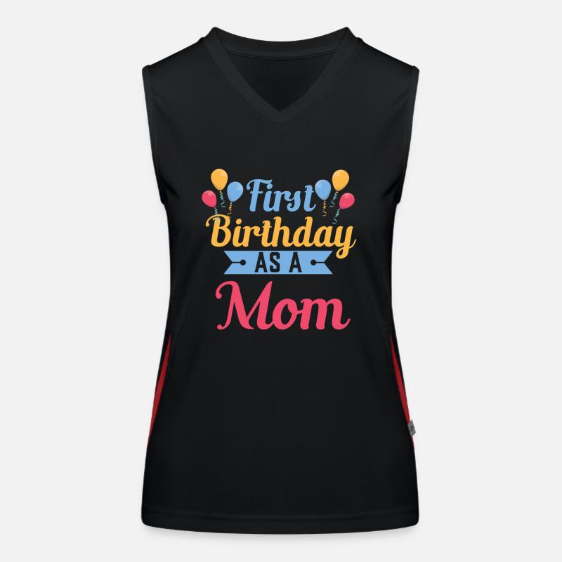 Erster Geburtstag Als Mutter Schwanger Sprüche Funktionelles Kontrast-Tank Top für Frauen