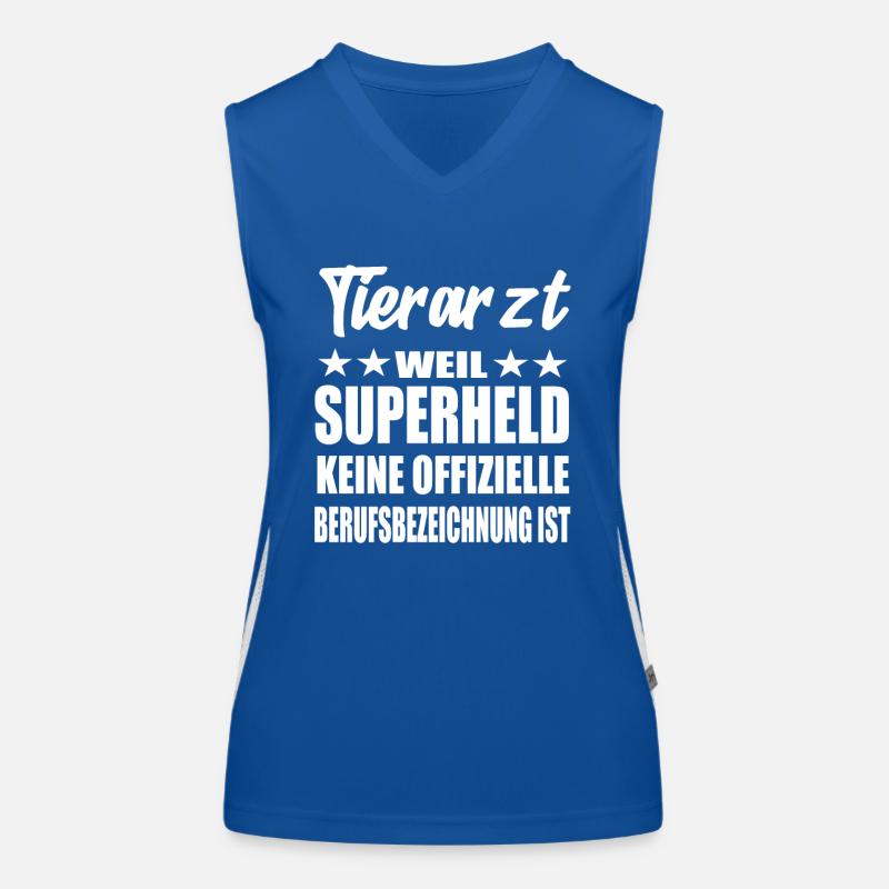 Tierarzt Superheld Spruch Funktionelles Kontrast-Tank Top für Frauen