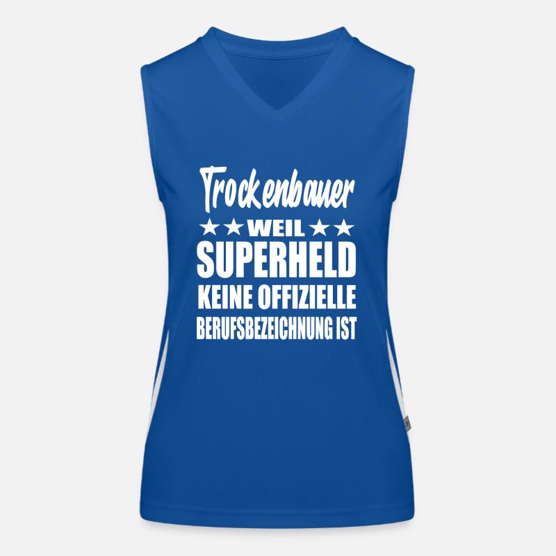 Trockenbauer Superheld Spruch Funktionelles Kontrast-Tank Top für Frauen