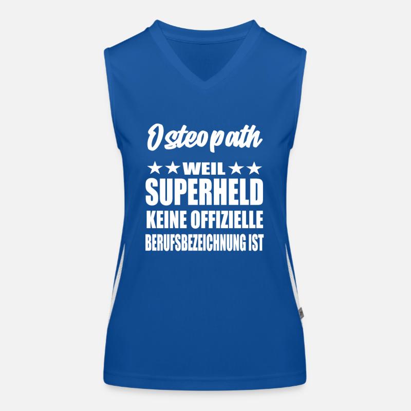 Osteopath Superheld Spruch Funktionelles Kontrast-Tank Top für Frauen
