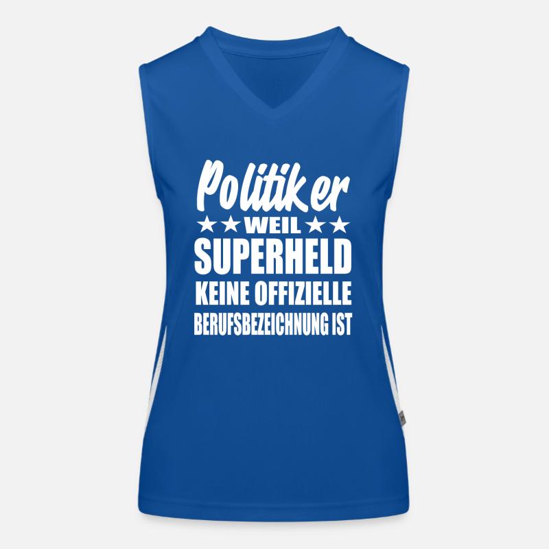 Politiker Superheld Spruch Funktionelles Kontrast-Tank Top für Frauen