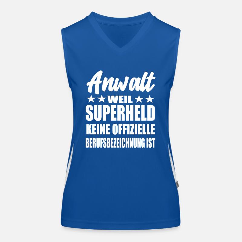 Anwalt Superheld Spruch Funktionelles Kontrast-Tank Top für Frauen