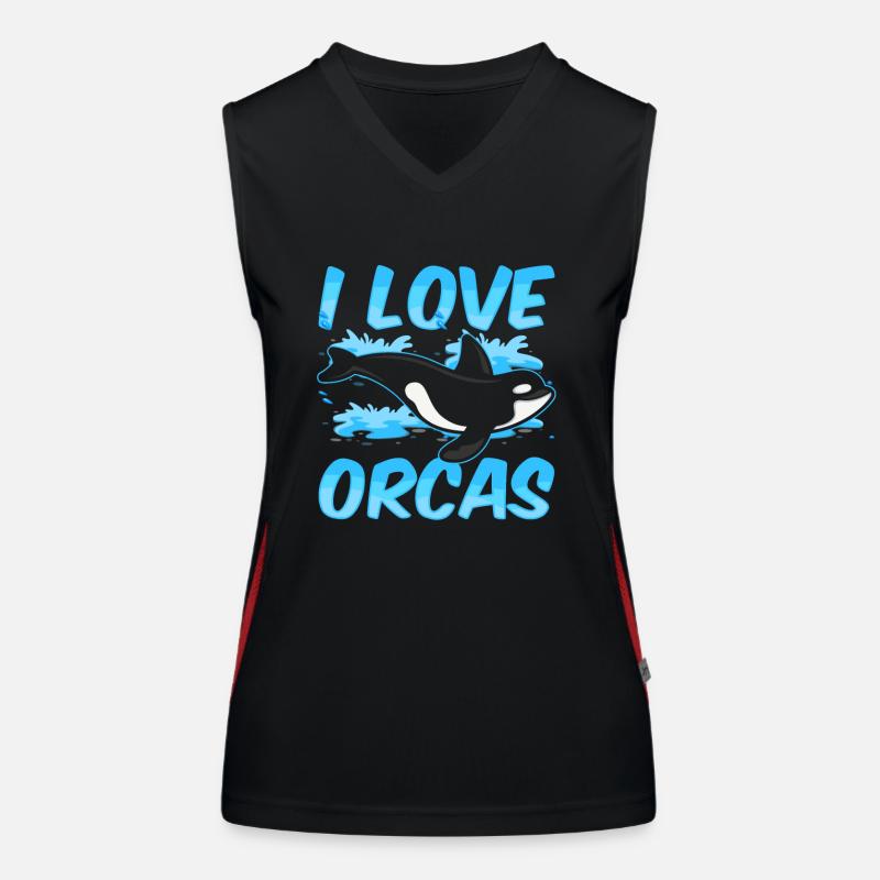 J’aime les orques baleine de mer Orca Protect Débardeur respirant contrasté Femme