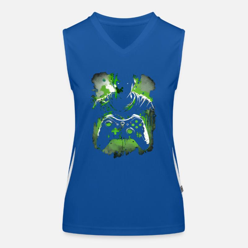 Cooles Neon-Grünes Gaming Design mit Controller Funktionelles Kontrast-Tank Top für Frauen