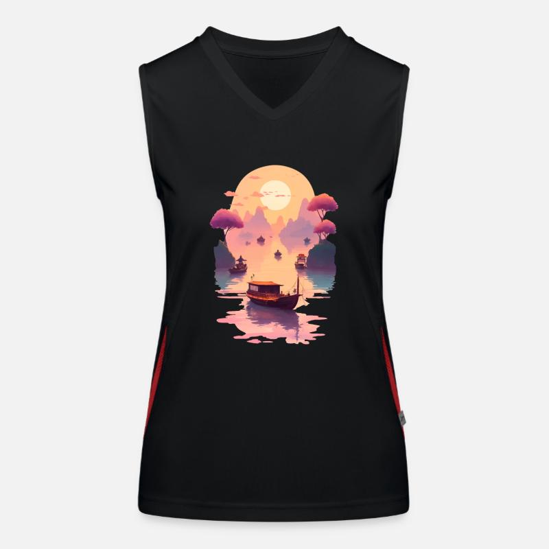 Sunset Serenade, Ninh Binh Funktionelles Kontrast-Tank Top für Frauen