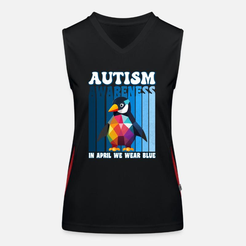 Autism Awareness Pinguin Funktionelles Kontrast-Tank Top für Frauen
