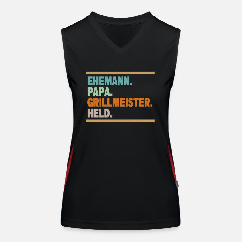 Ehemann Papa Grillmeister Held Funktionelles Kontrast-Tank Top für Frauen