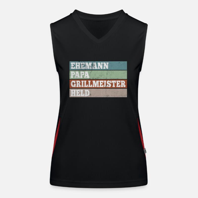 Ehemann Papa Grillmeister Held Funktionelles Kontrast-Tank Top für Frauen
