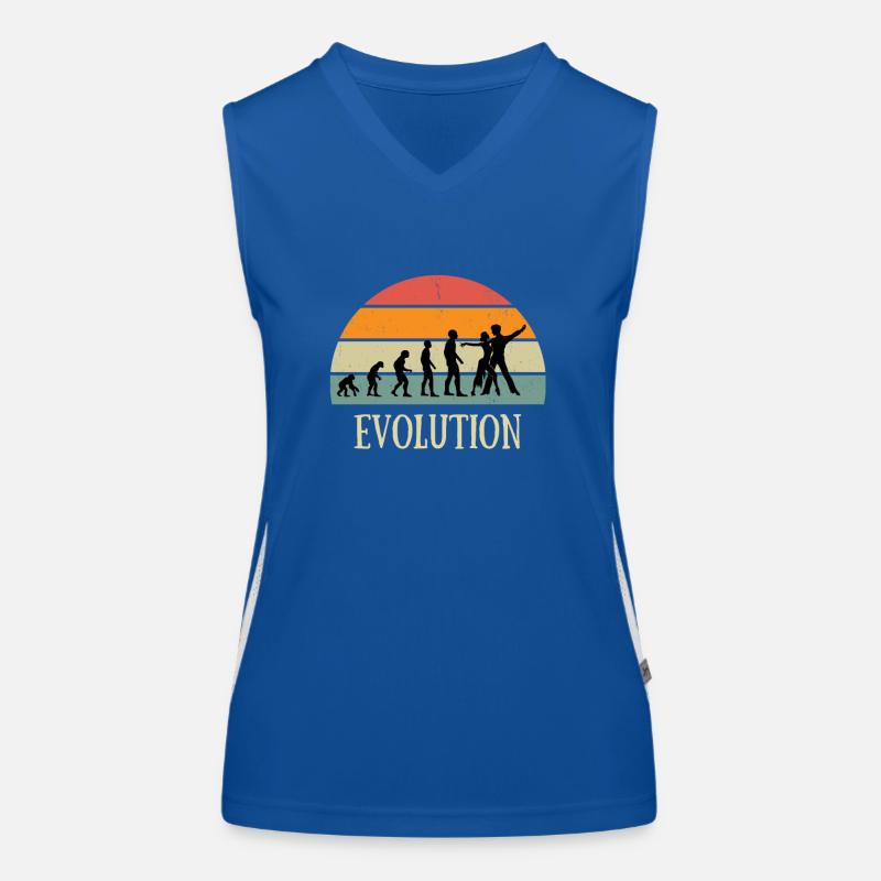 Evolution Vintage Salsa Mann Humor Tanz Geschenk Funktionelles Kontrast-Tank Top für Frauen