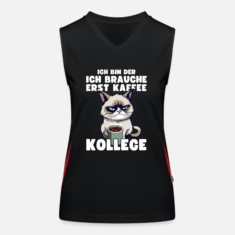 Grump Cat - Ich Brauche Erst Kaffee Trinker Humor Funktionelles Kontrast-Tank Top für Frauen