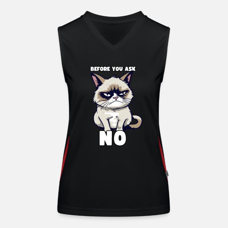 Grump Cat - Before You Ask No - Zynischer Spruch Funktionelles Kontrast-Tank Top für Frauen
