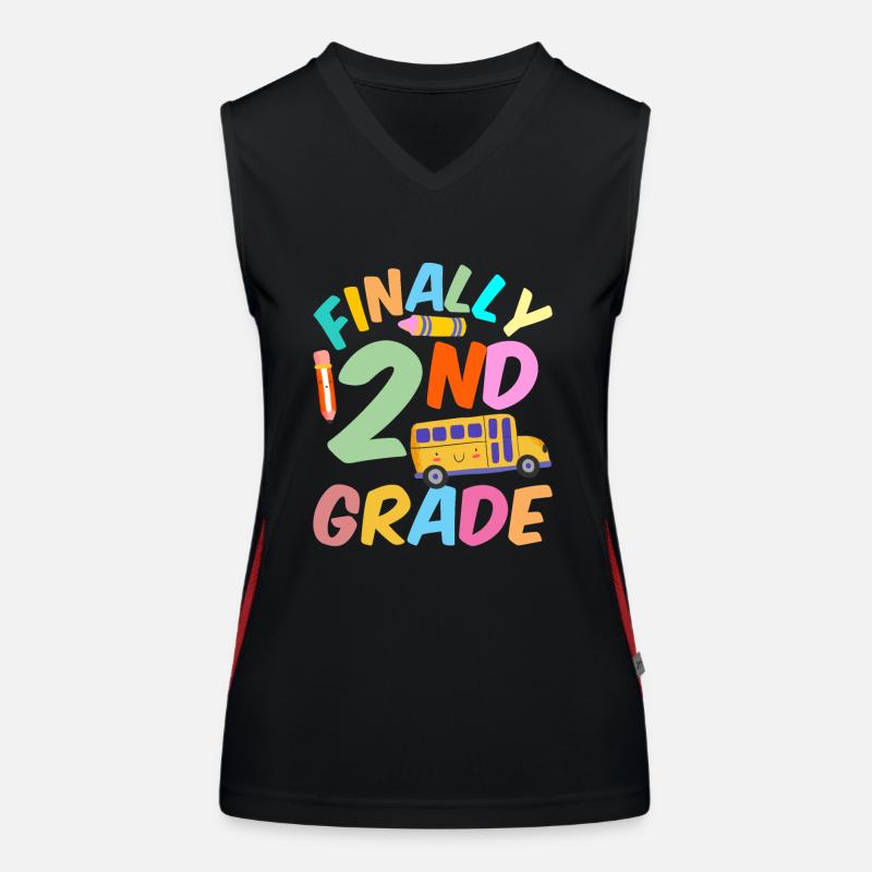 Finally Second Grade Teacher School Second Grader Women's Functional Contrast Tank Top